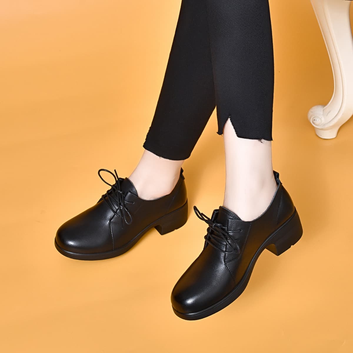 【レトロモダン】上品な 女性用シューズ - 本革 快適 ローヒール