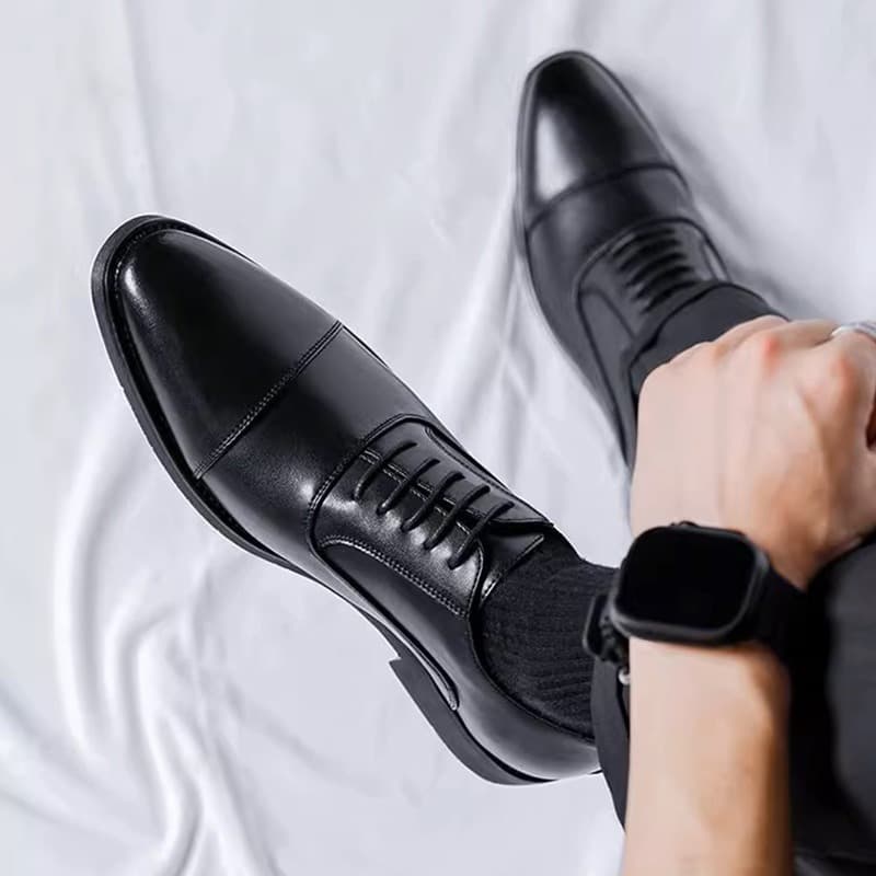 【シークレットシューズ】メンズ 本革 ストレートチップ - 8cm身長アップ 疲れない