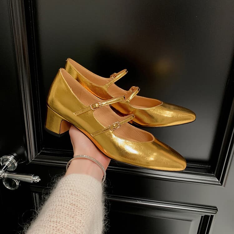 【レトロ】ダブルストラップ パンプス - 歩きやすい