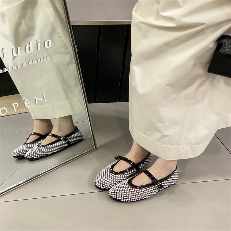 【メッシュ】ストラップ パンプス - 蒸れにくい