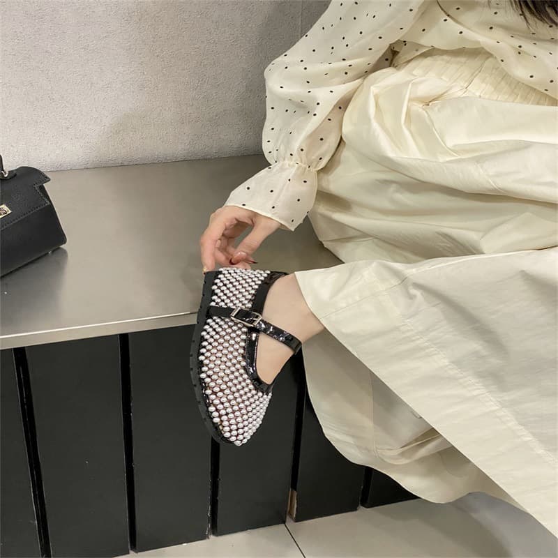 【メッシュ】ストラップ パンプス - 蒸れにくい